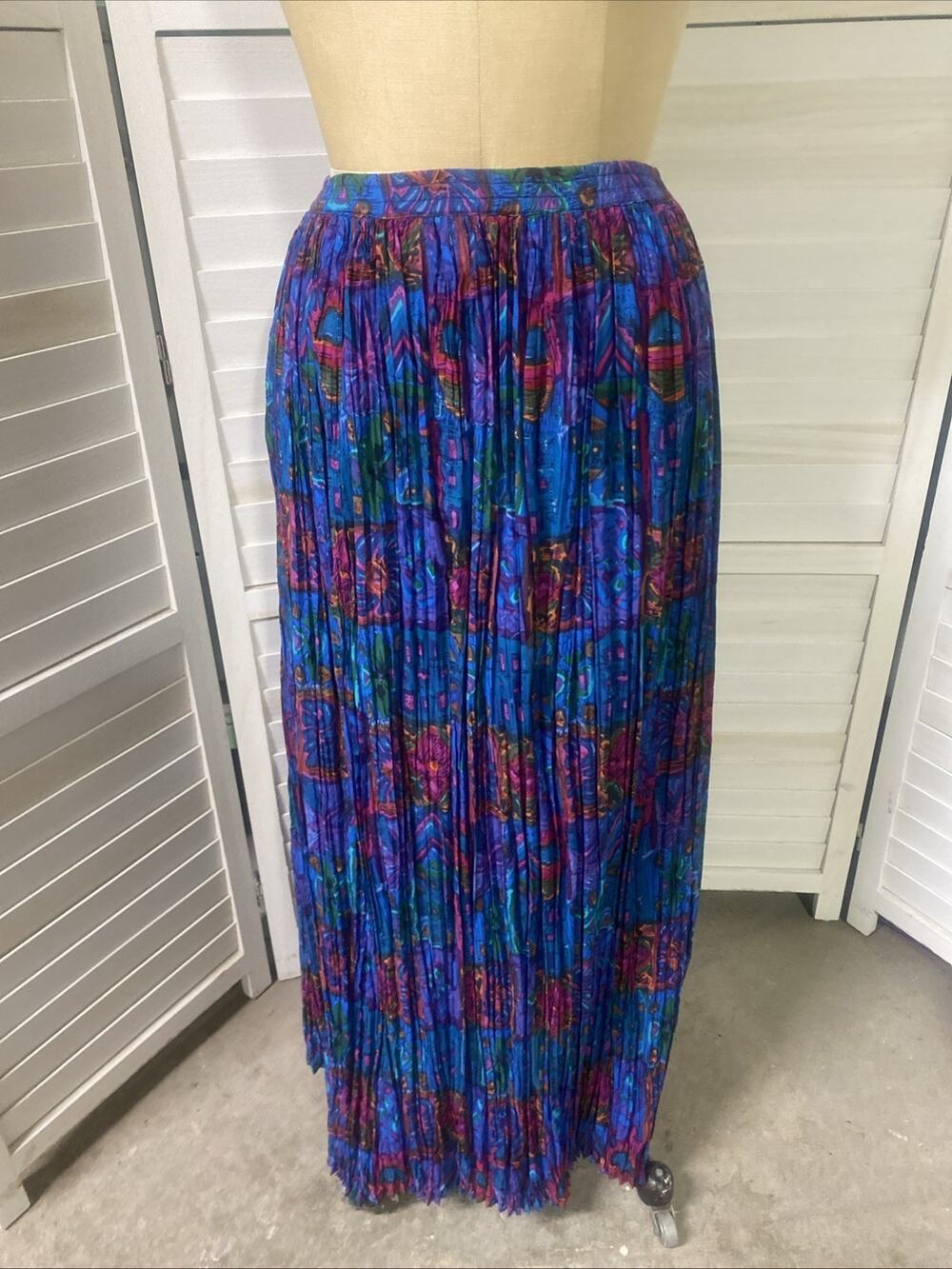 90s JM Collection Skirt Large Floral Long Pleated Boho Whimsigoth Fairy-core